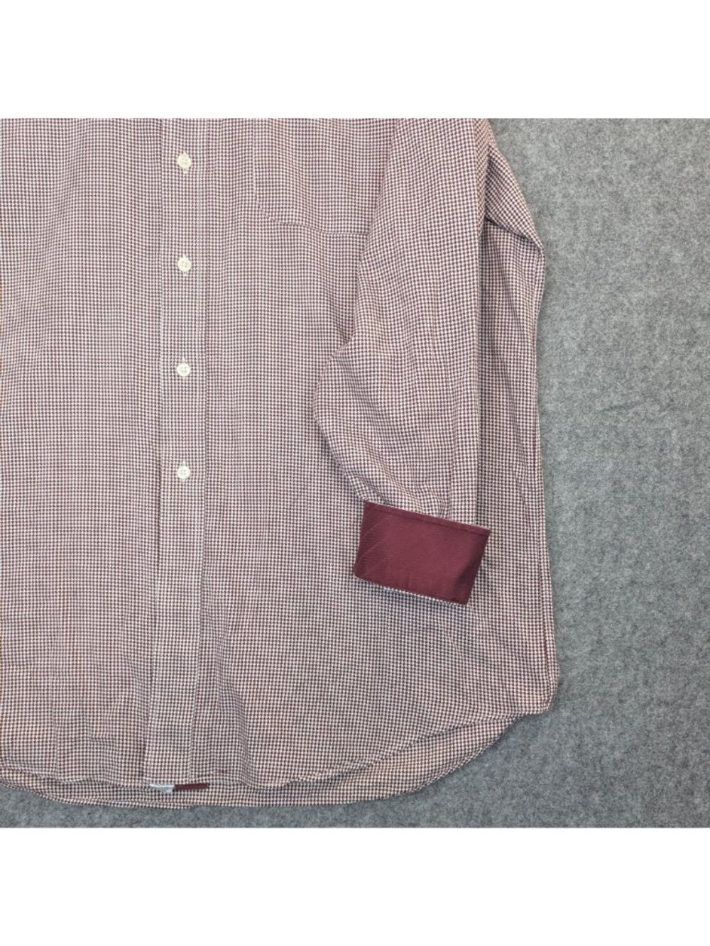 Paul Fredrick Mens 16.5 35 Dress Shirt Maroon White Button Down Long Sleeve - Picture 7 of 11